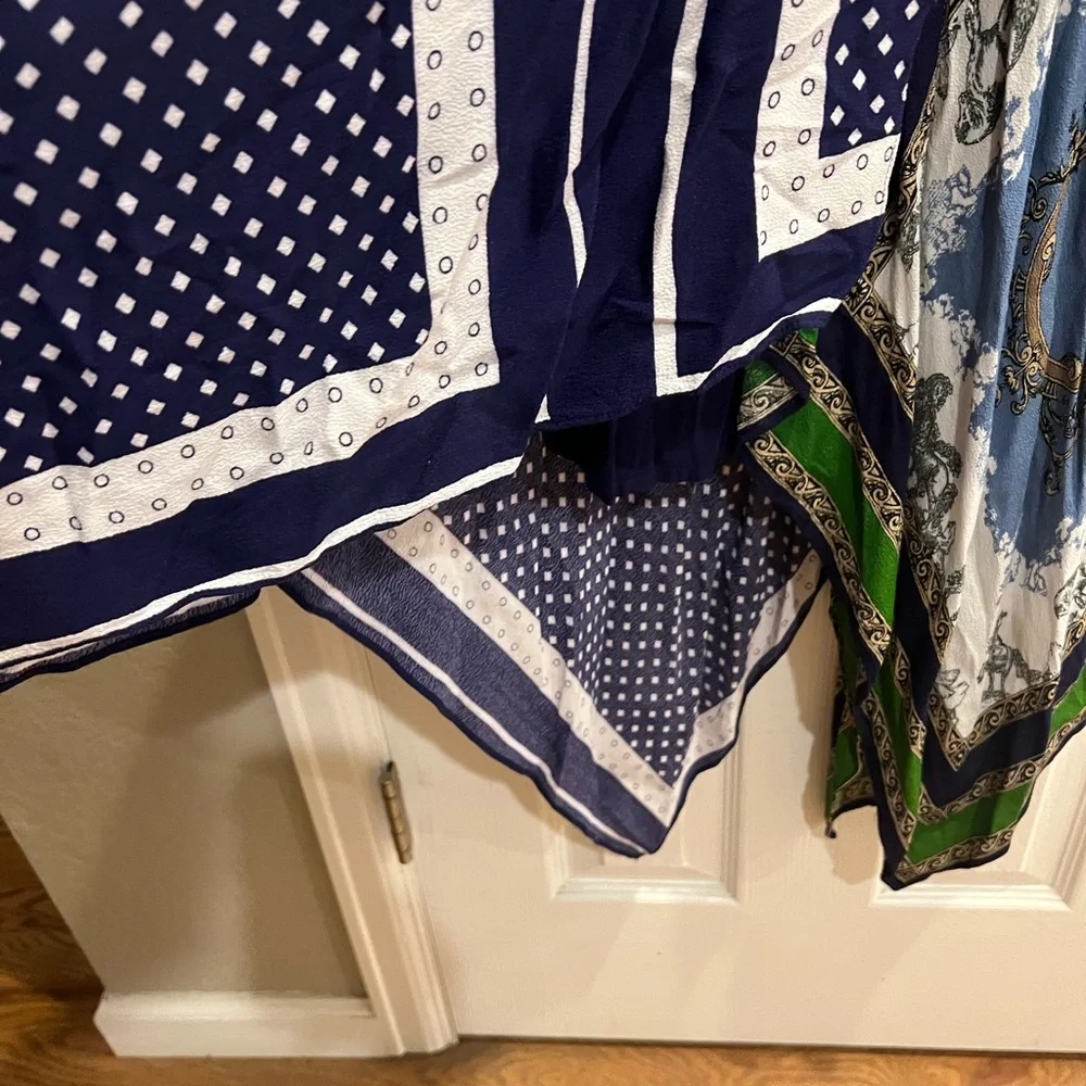 Moulinette Soeurs Long Sleeve Dress, Blue and Red Patterns zipper in the side - Picture 6 of 11
